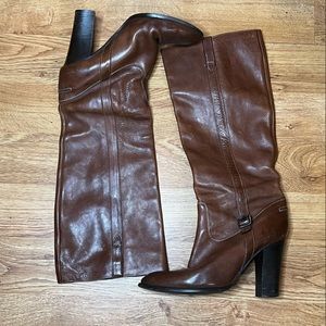 J. Crew Brown Pebble Leather Pull On Tall Boots Sz 10